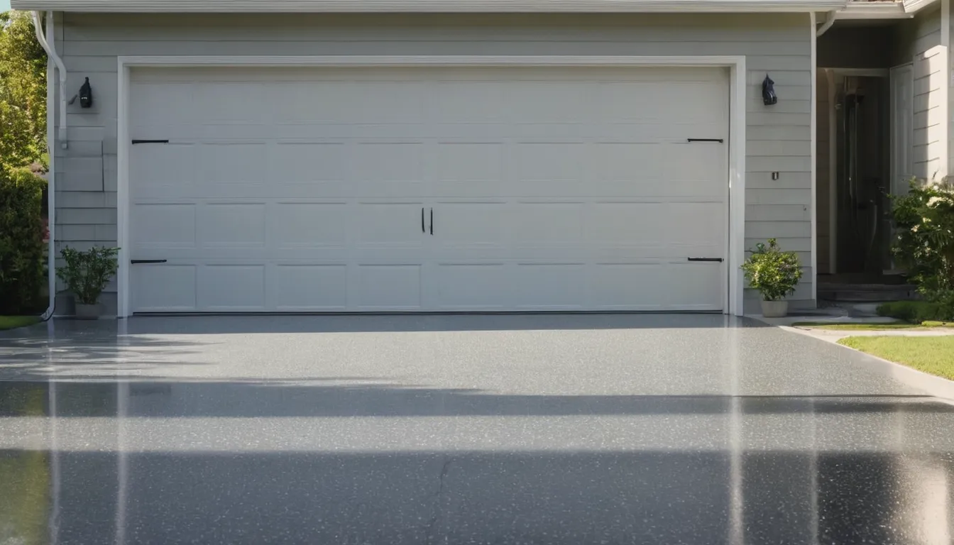 Freshly coated epoxy garage floor in a clean home garage in Frisco